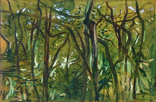 Interlocking Trees, 12" x 18", oil on linen, 2006, private collection.